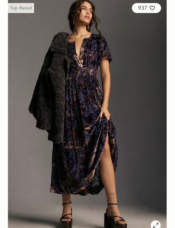 Anthropologie Dresses & Skirts - Anthropologie The Somerset Maxi Dress: Velvet Edition Sz XS blue